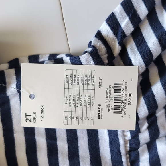 2T Toddler Girl Dress, Jumping Beans Navy & White Striped - Picture 5 of 5